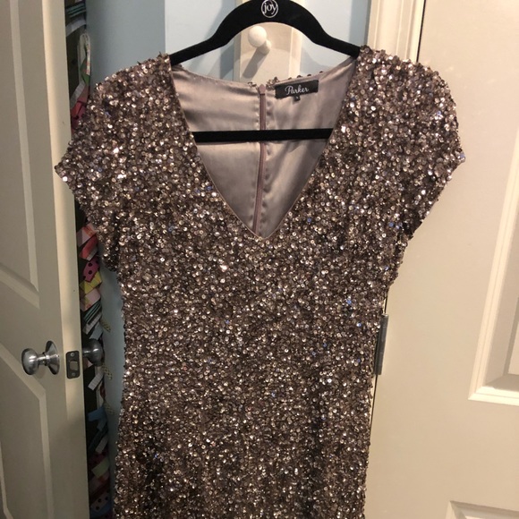 Parker Black Label Bronzed Gold Sequin Dress - Picture 1 of 4